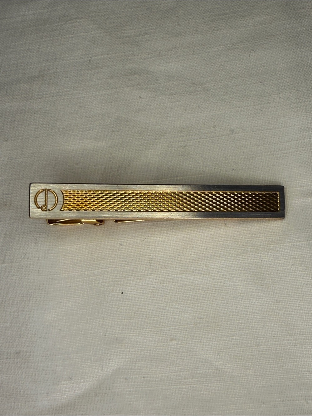 Vintage Dunhill Gold Tone Textured Logo Tie Bar Tie Clip 2" England